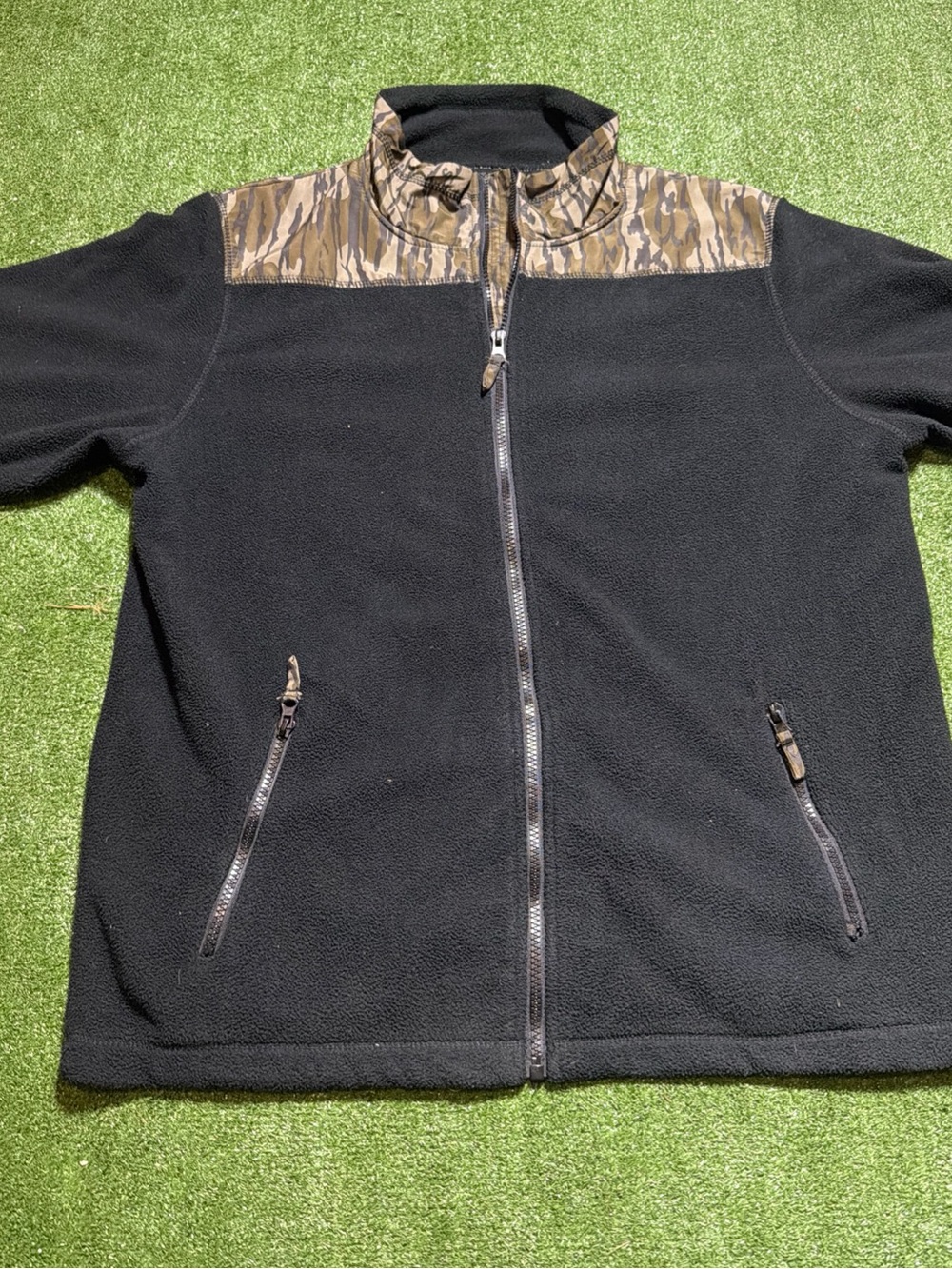 Mossy Oak Fleece Jacket Men’s Large Full Zip Black